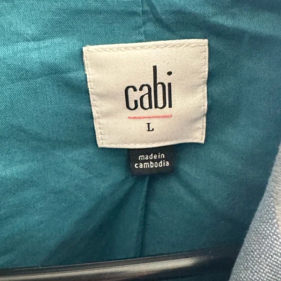 CAbi Plaid Trench Coat in Navy, Teal & Camel - Picture 2 of 4